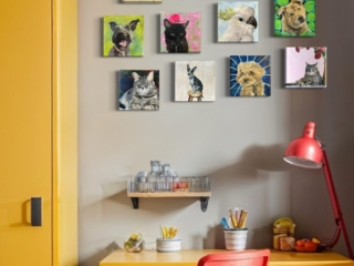 Custom painted pet portraits by Hannah Finch Pet portraits by Hannah Finch, including paintings of dogs, cats, and birds