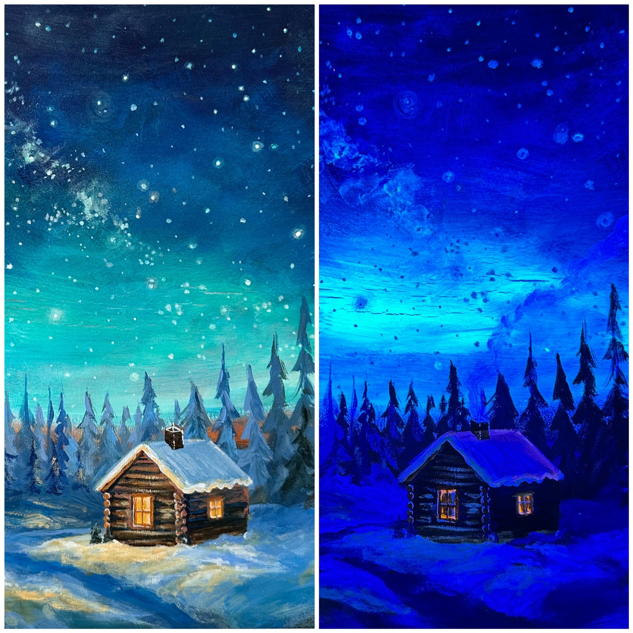 Paint & Sip: ✨ Cozy Glowing Mountain Cabin - 3 Paintings in One! - Image 2