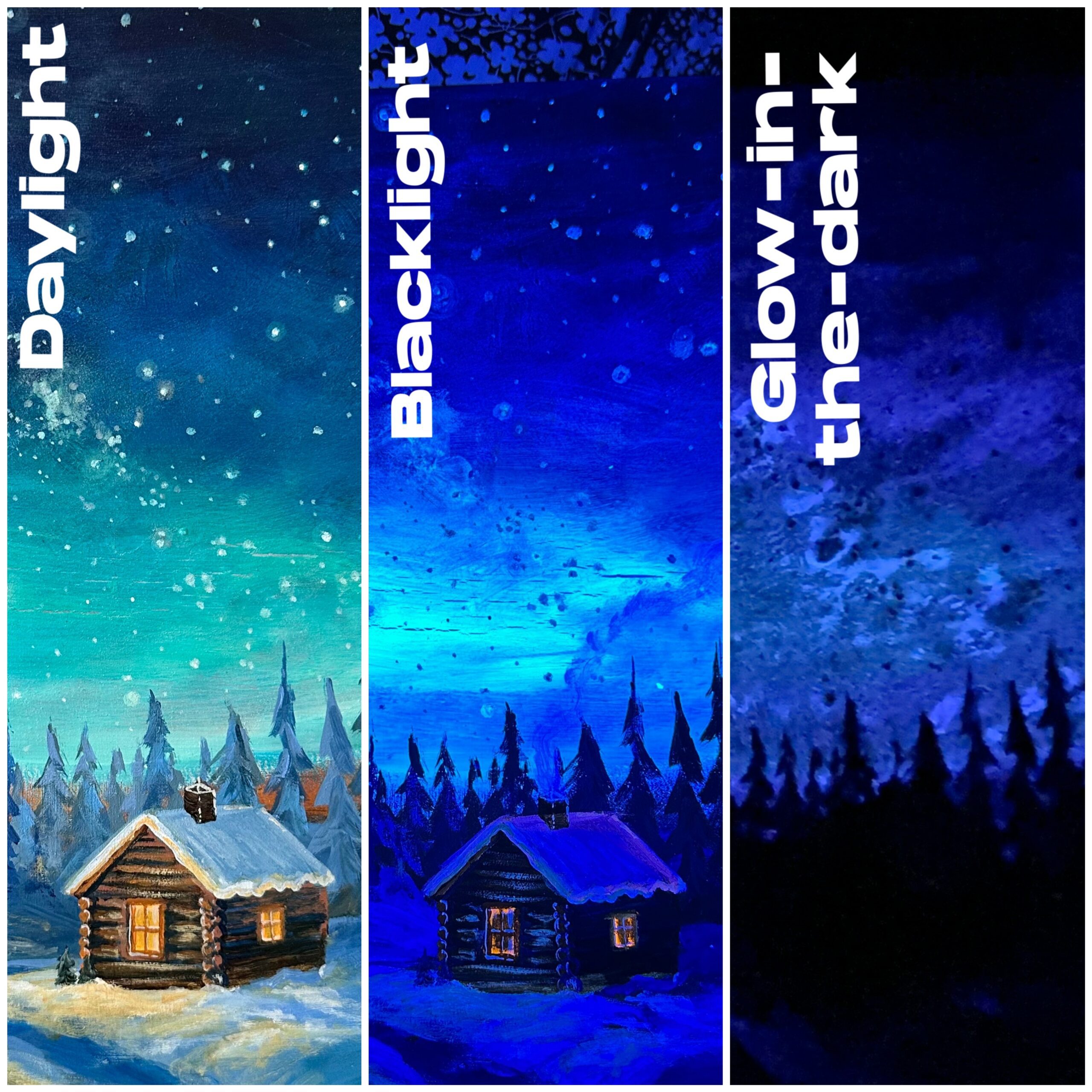 Paint & Sip: ✨ Cozy Glowing Mountain Cabin - 3 Paintings in One!