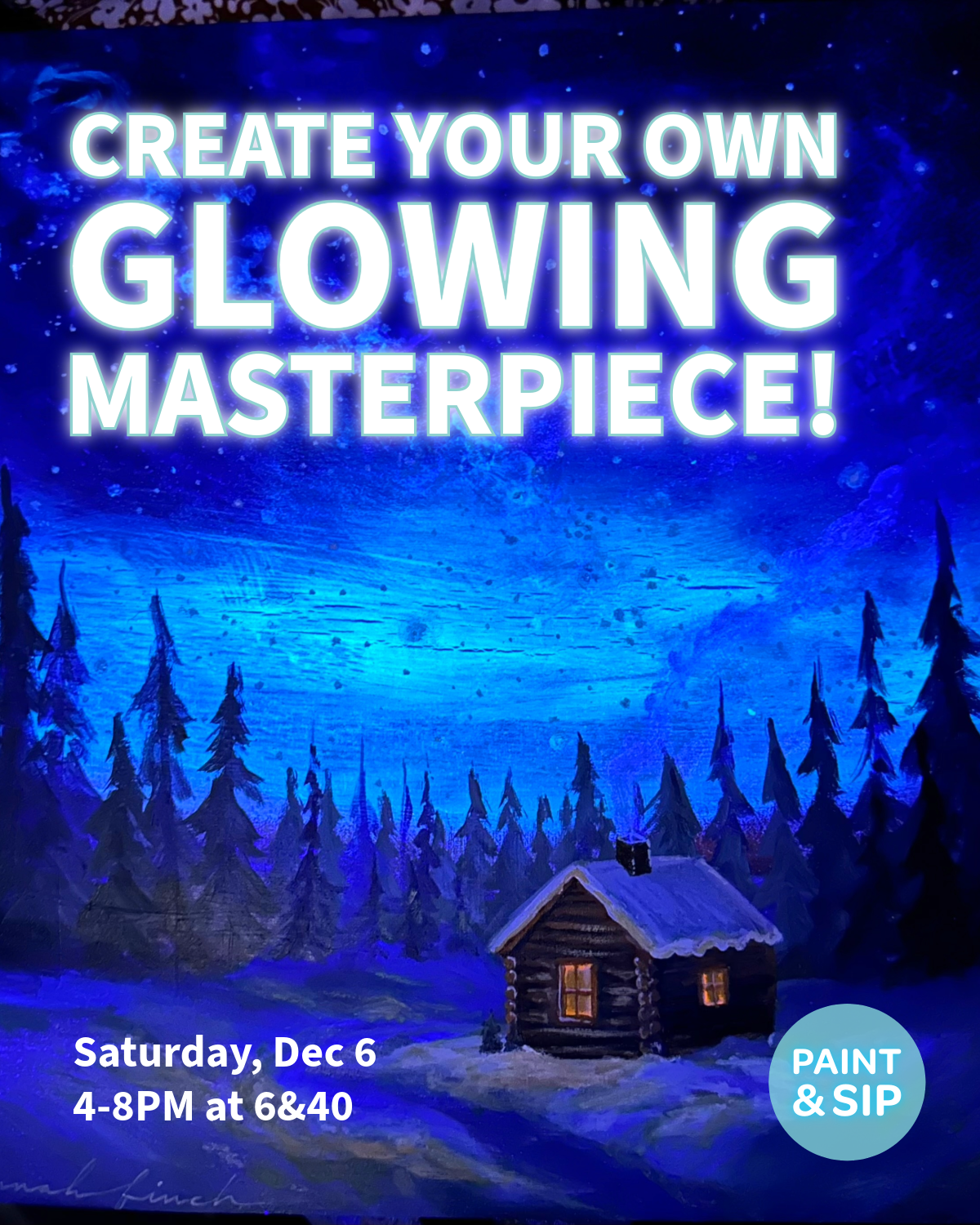 Paint & Sip: ✨ Cozy Glowing Mountain Cabin - 3 Paintings in One! - Image 3