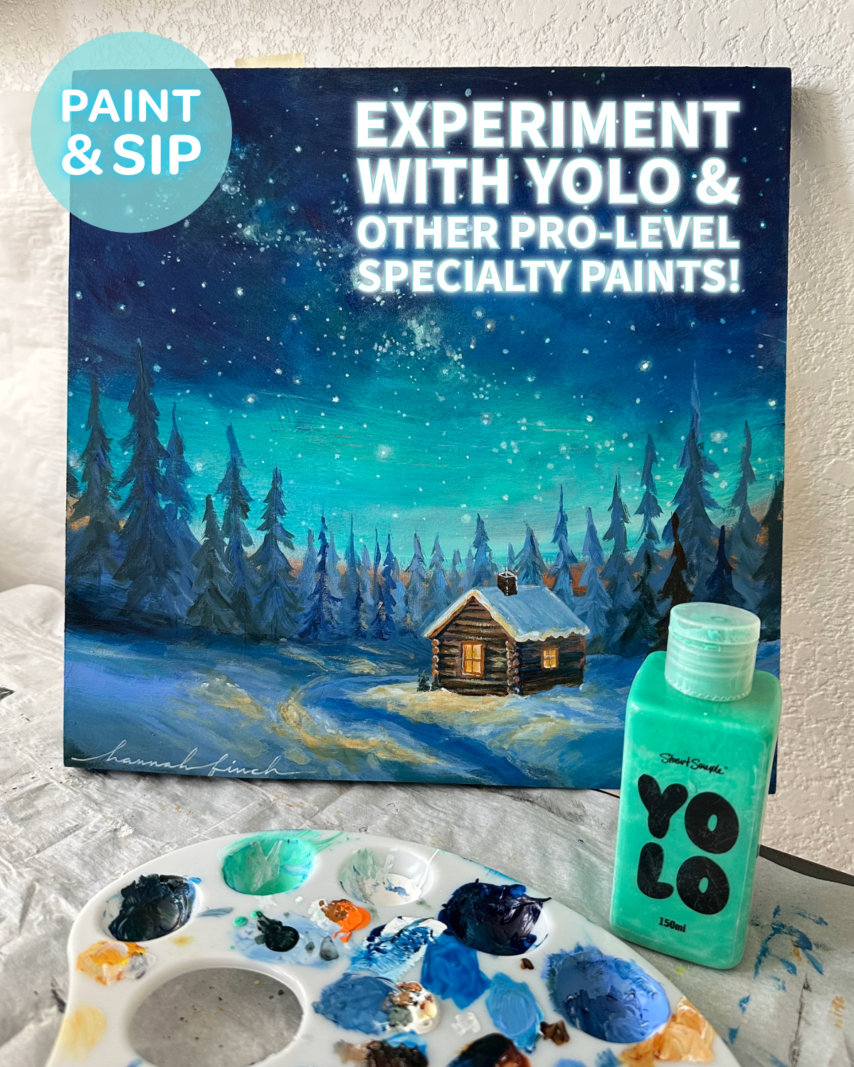Paint & Sip: ✨ Cozy Glowing Mountain Cabin - 3 Paintings in One! - Image 4
