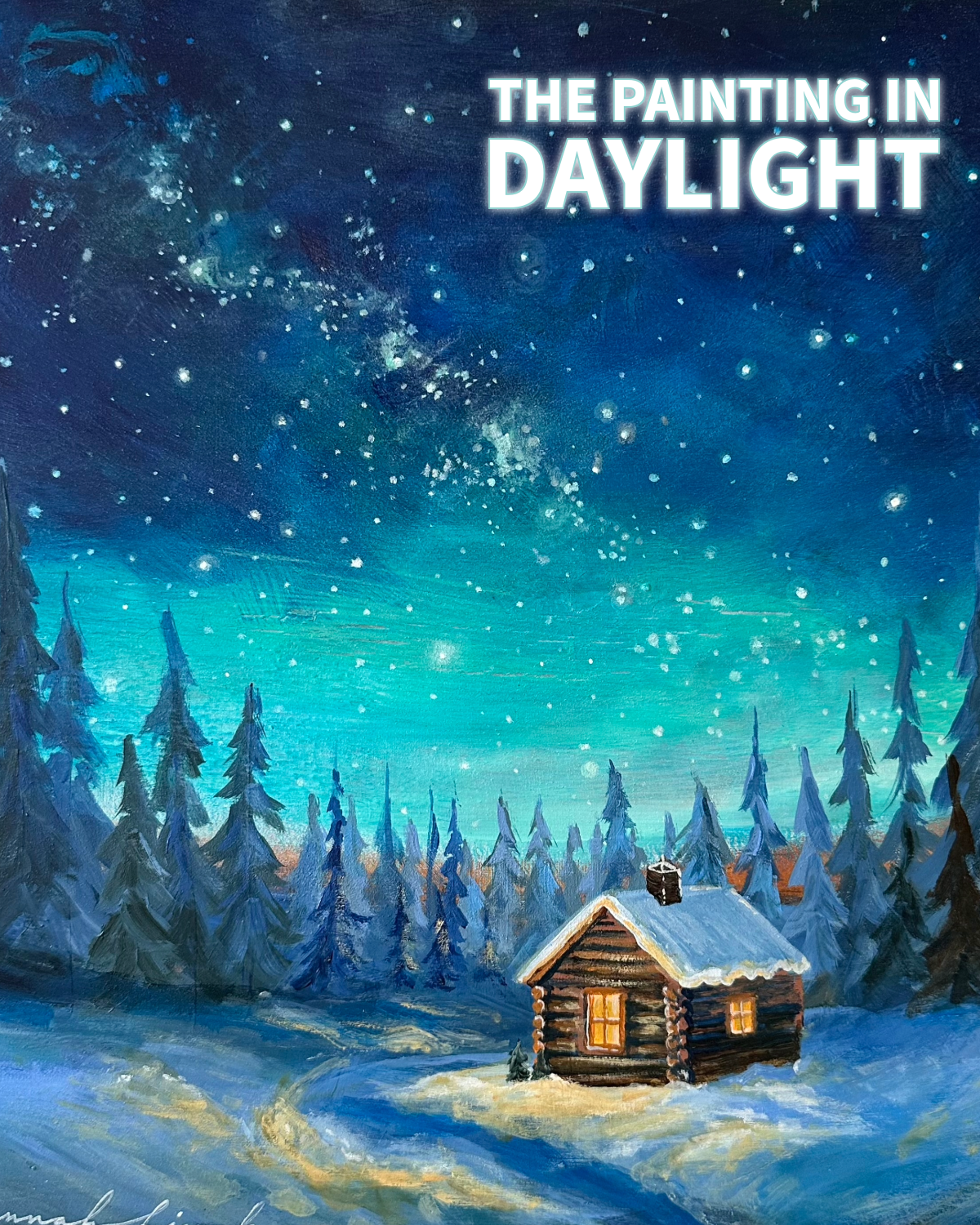 Paint & Sip: ✨ Cozy Glowing Mountain Cabin - 3 Paintings in One! - Image 7